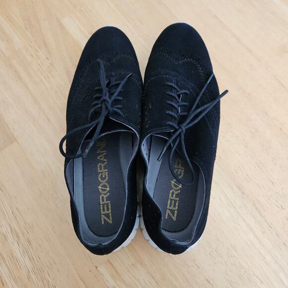 Cole Haan Suede ZeroGrand Wingtip Oxford Sneakers Black 8.5B - Picture 4 of 9